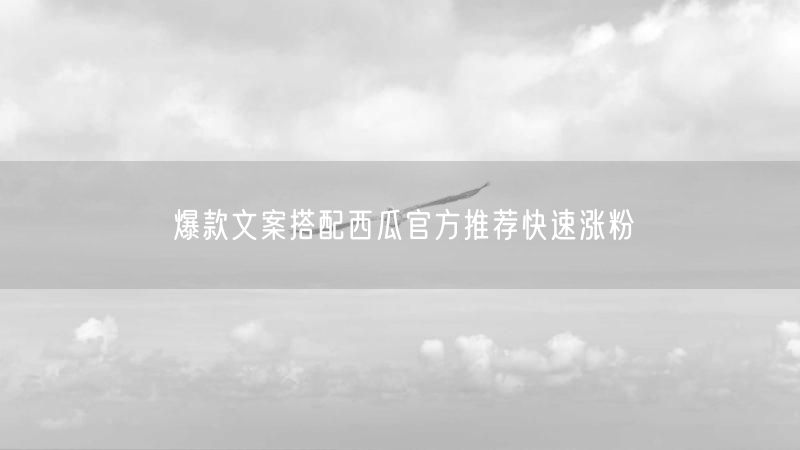 爆款文案搭配西瓜官方推荐快速涨粉