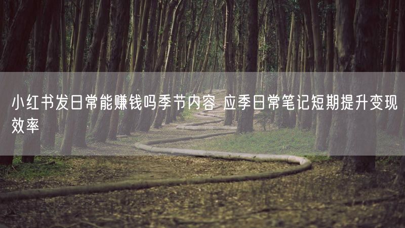 小红书发日常能赚钱吗季节内容 应季日常笔记短期提升变现效率